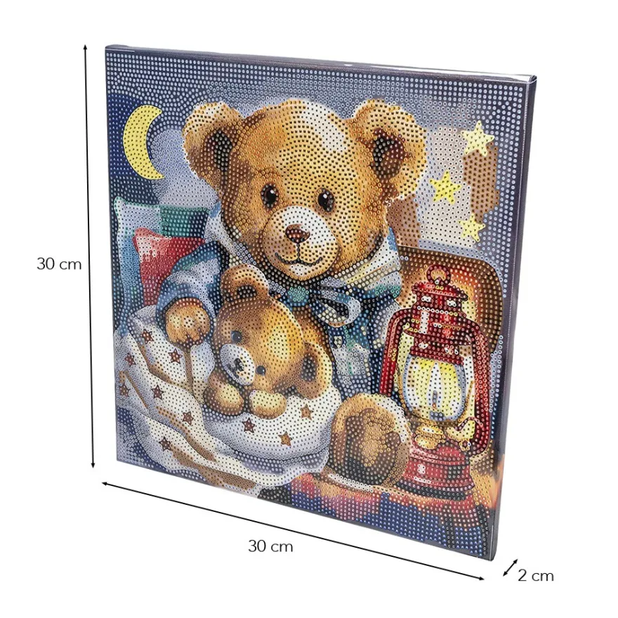 Diamond-Painting-Bild auf Keilrahmen, Teddybären, 30cm x 30cm, inkl. Werkzeug