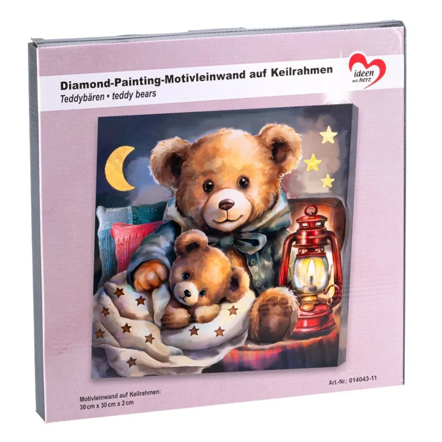 Diamond-Painting-Bild auf Keilrahmen, Schneemannfamilie 2, 30cm x 30cm, inkl. Werkzeug