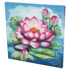 Diamond-Painting-Bild auf Keilrahmen, Lotusblüte, 30cm x 30cm, inkl. Werkzeug