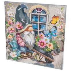 Diamond-Painting-Bild auf Keilrahmen, Wichtel im Garten, 30cm x 30cm, inkl. Werkzeug