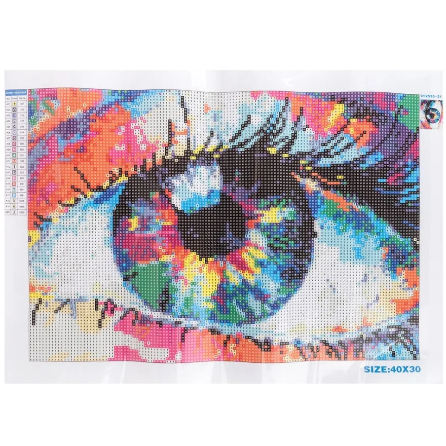 Diamond-Painting-Bild, Auge multicolor, 35cm x 25cm, inkl. Werkzeug