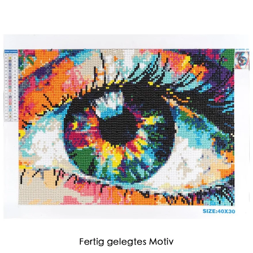 Diamond-Painting-Bild, Auge multicolor, 35cm x 25cm, inkl. Werkzeug