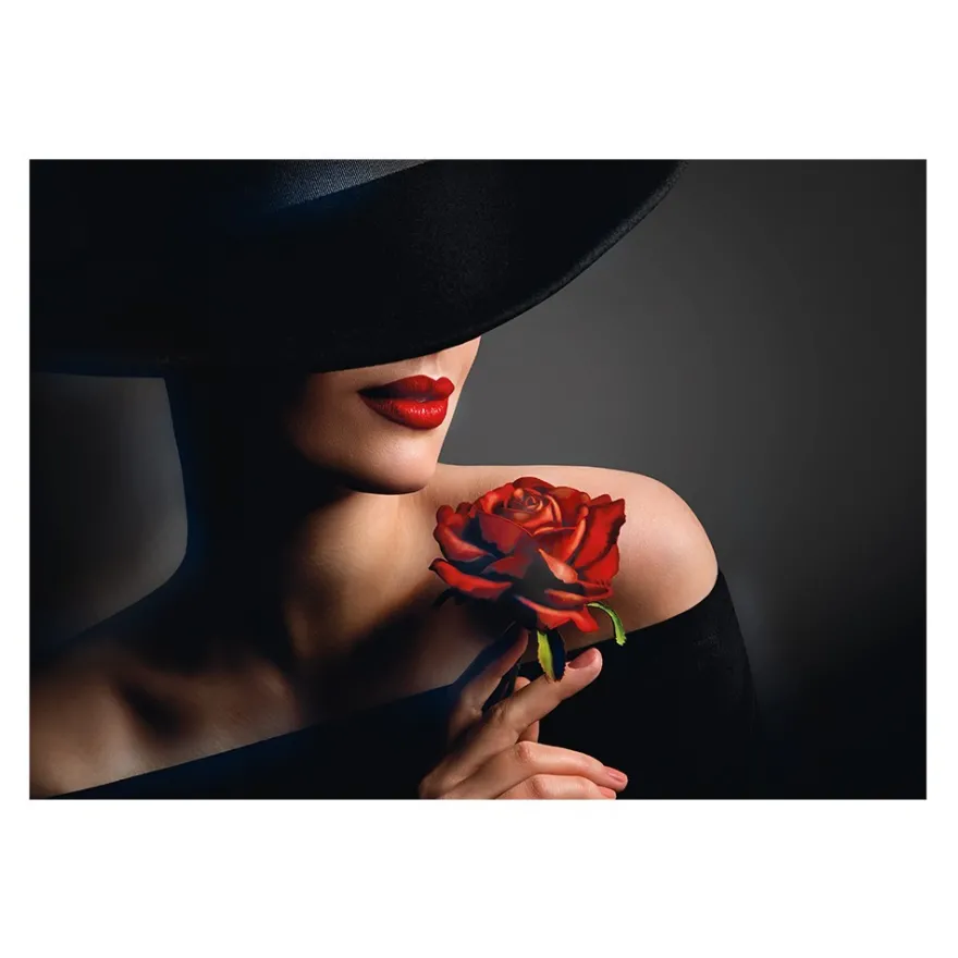 Diamond-Painting-Bild, Dame mit Rose, 25cm x 35cm, inkl. Werkzeug
