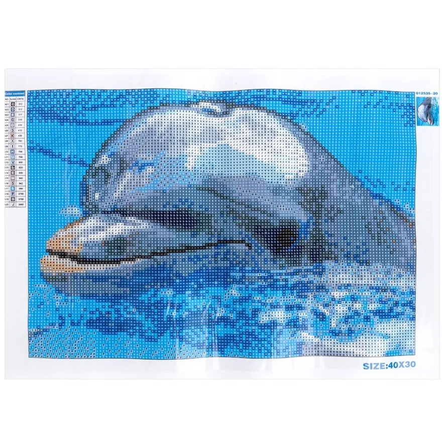 Diamond-Painting-Bild, Delfin, 35cm x 25cm, inkl. Werkzeug