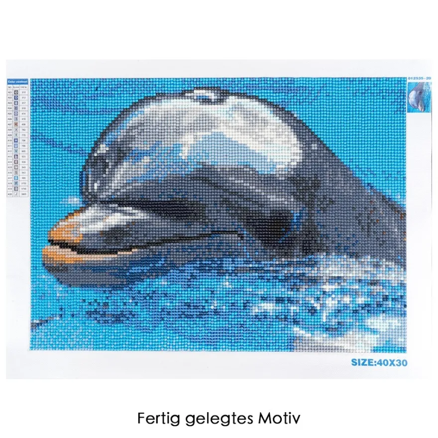 Diamond-Painting-Bild, Delfin, 35cm x 25cm, inkl. Werkzeug