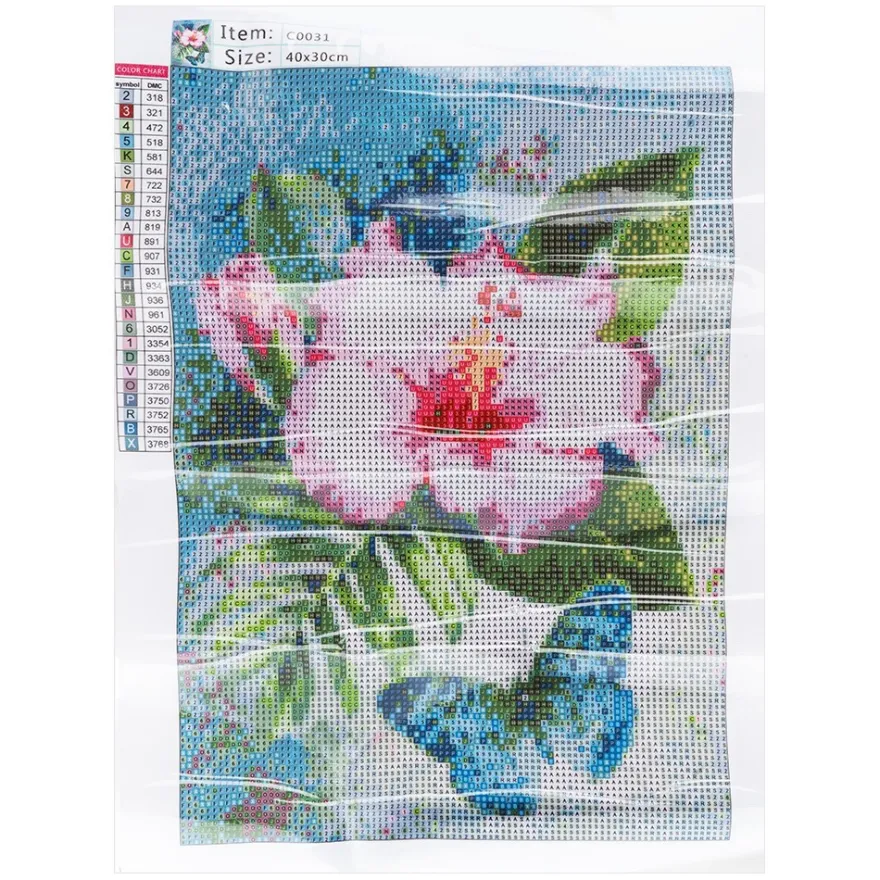 Diamond-Painting-Bild, Hibiskus, 25cm x 35cm, inkl. Werkzeug