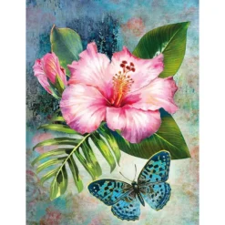 Diamond-Painting-Bild, Hibiskus, 25cm x 35cm, inkl. Werkzeug