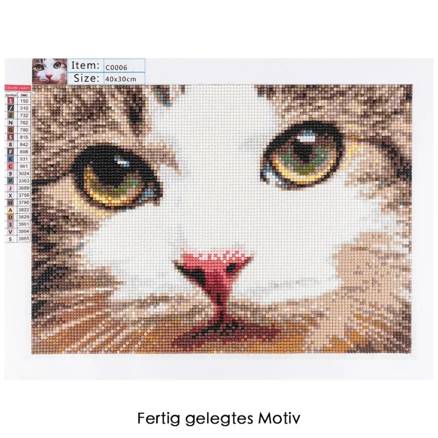 Diamond-Painting-Bild, Katze, 35cm x 25cm, inkl. Werkzeug