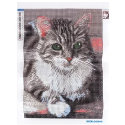 Diamond-Painting-Bild, Katze 2, 25cm x 35cm, inkl. Werkzeug