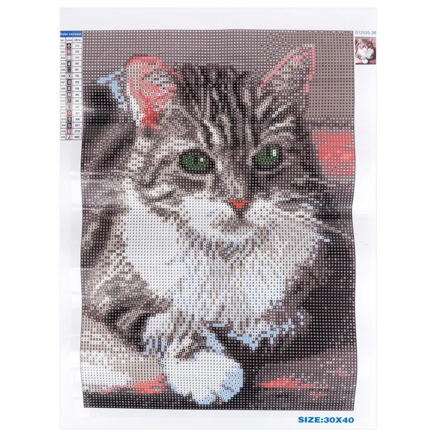 Diamond-Painting-Bild, Katze 2, 25cm x 35cm, inkl. Werkzeug