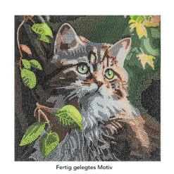 Diamond-Painting-Bild, Katze mit Blättern, 30cm x 30cm, inkl. Werkzeug