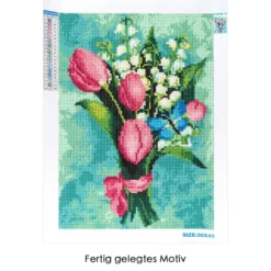 Diamond-Painting-Bild, Maiglöckchen & Tulpen, 25cm x 35cm, inkl. Werkzeug