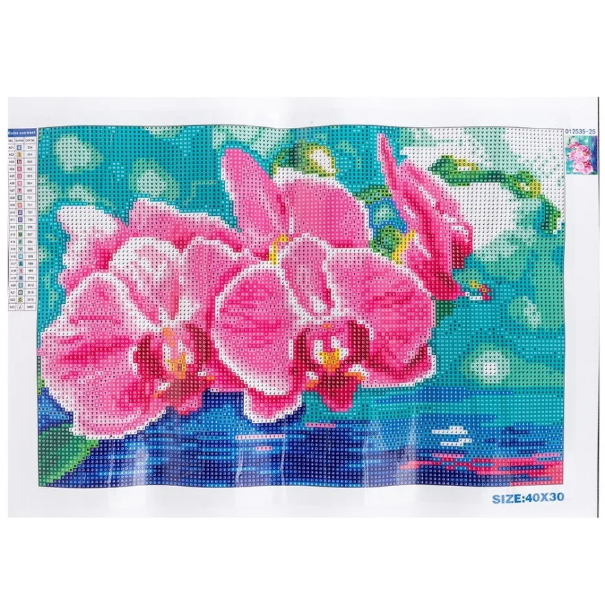 Diamond-Painting-Bild, Orchideen, 35cm x 25cm, inkl. Werkzeug