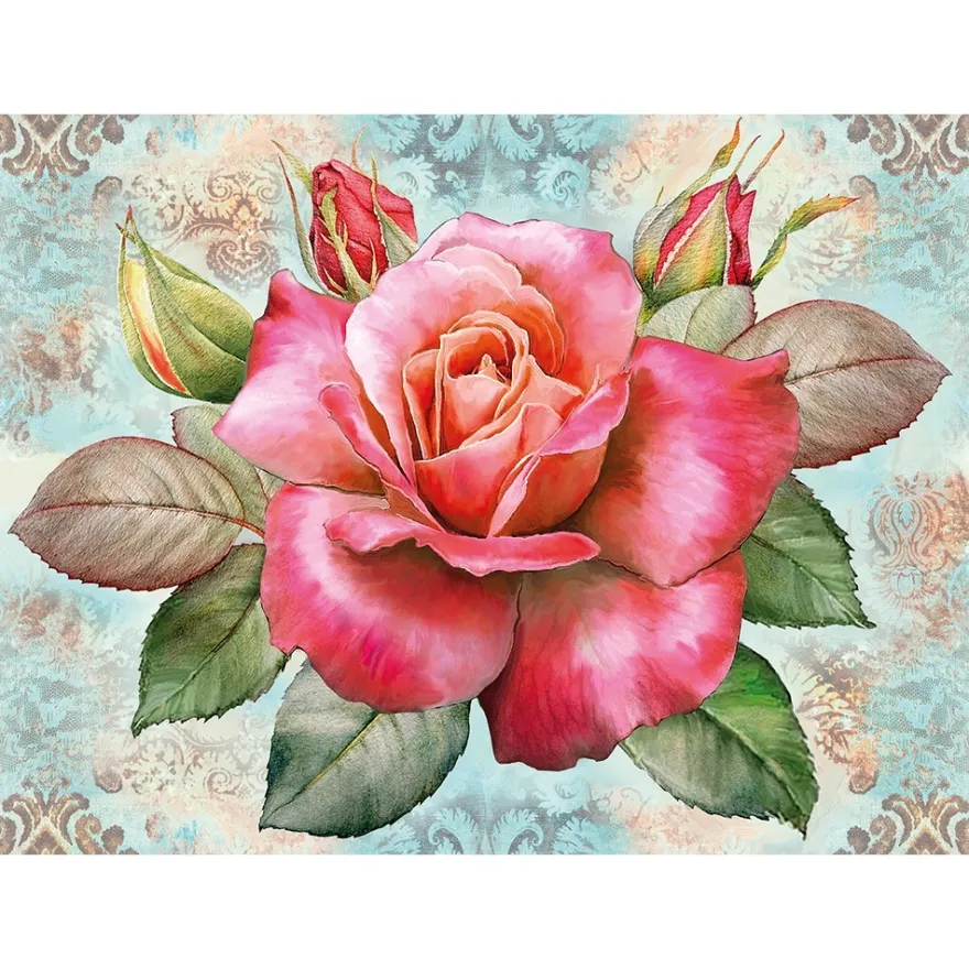 Diamond-Painting-Bild, Rose, 35cm x 25cm, inkl. Werkzeug