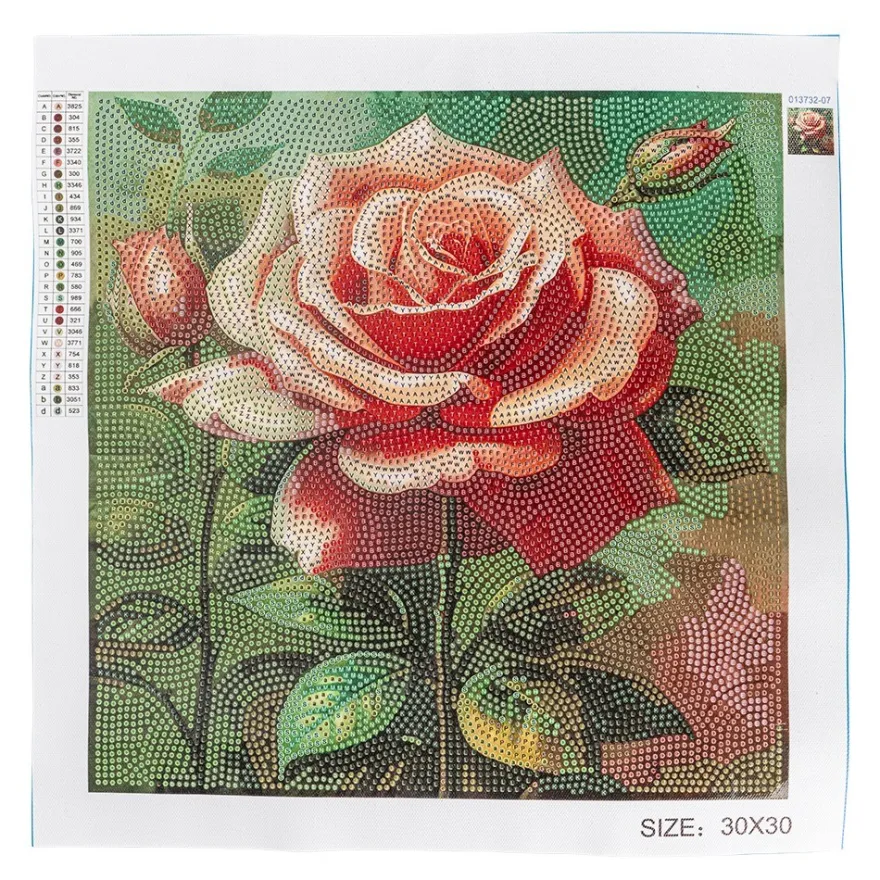 Diamond-Painting-Bild, Rose in Apricot, 30cm x 30cm, inkl. Werkzeug