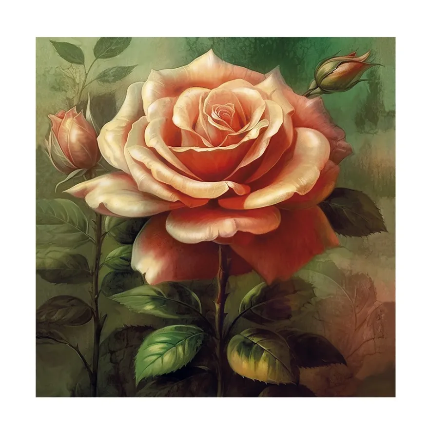 Diamond-Painting-Bild, Rose in Apricot, 30cm x 30cm, inkl. Werkzeug