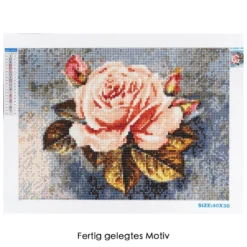 Diamond-Painting-Bild, Rose mit Knospen 1, 35cm x 25cm, inkl. Werkzeug