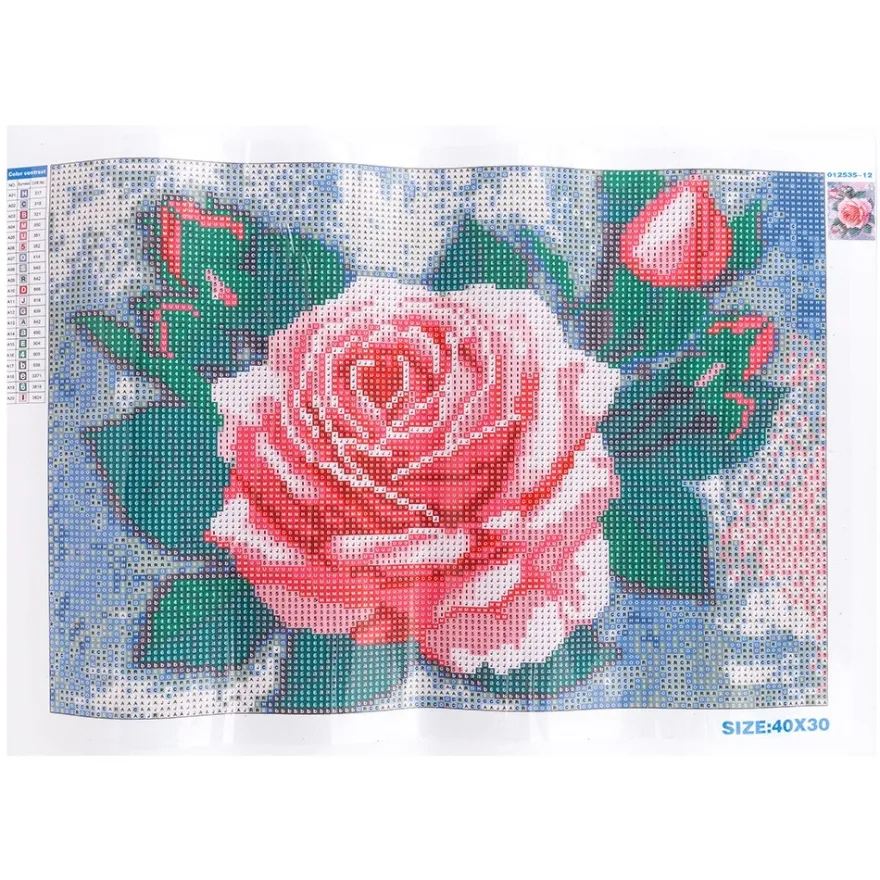 Diamond-Painting-Bild, Rose mit Knospen 2, 35cm x 25cm, inkl. Werkzeug