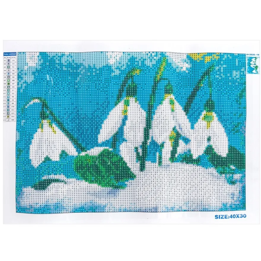 Diamond-Painting-Bild, Schneeglöckchen, 35cm x 25cm, inkl. Werkzeug