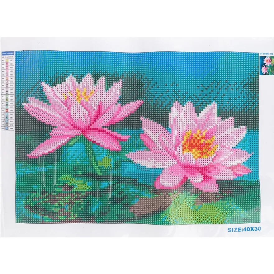 Diamond-Painting-Bild, Seerosen, 35cm x 25cm, inkl. Werkzeug