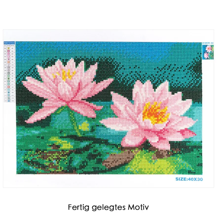 Diamond-Painting-Bild, Seerosen, 35cm x 25cm, inkl. Werkzeug