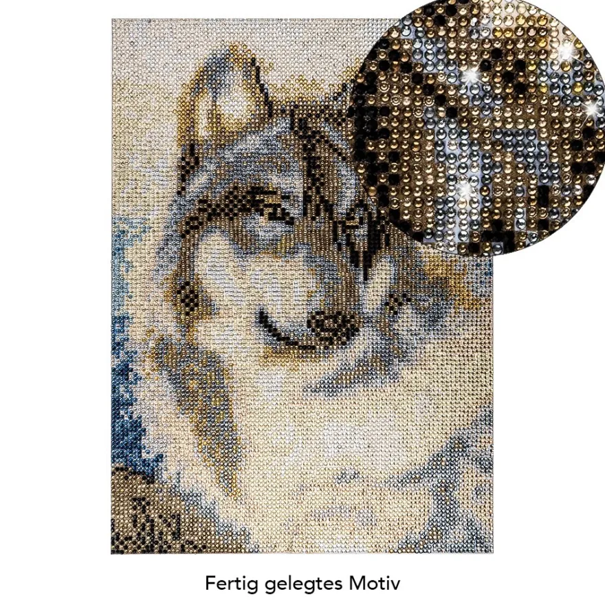 Diamond-Painting-Bild, Strass, Wolf, 25cm x 35cm, inkl. Werkzeug