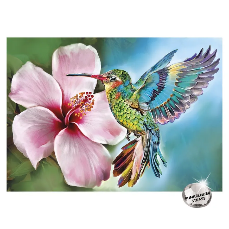 Diamond-Painting-Bild, Strass, Kolibri, 25cm x 35cm, inkl. Werkzeug