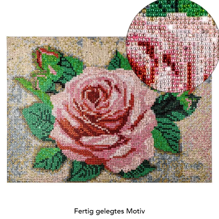 Diamond-Painting-Bild, Strass, Rose mit Knospen 2, 25cm x 35cm, inkl. Werkzeug