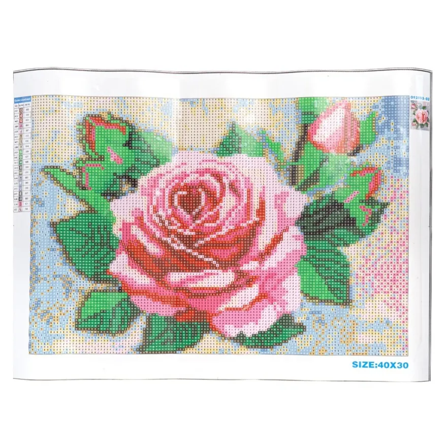 Diamond-Painting-Bild, Strass, Rose mit Knospen 2, 25cm x 35cm, inkl. Werkzeug