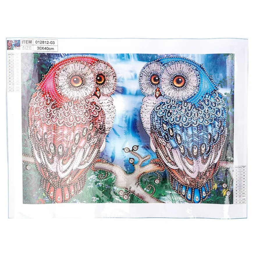 Diamond-Painting-Bild, Strass, Eulen, 35cm x 25cm, inkl. Werkzeug