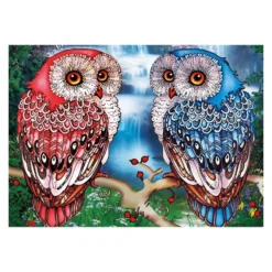 Diamond-Painting-Bild, Strass, Eulen, 35cm x 25cm, inkl. Werkzeug
