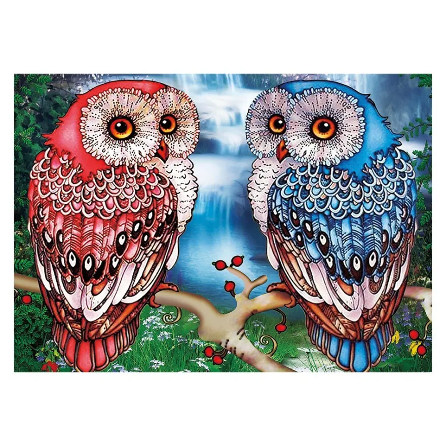 Diamond-Painting-Bild, Strass, Eulen, 35cm x 25cm, inkl. Werkzeug