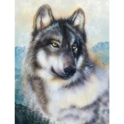 Diamond-Painting-Bild, Wolf, 25cm x 35cm, inkl. Werkzeug