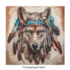 Diamond-Painting-Bild, Wolf mit Kopfschmuck, 30cm x 30cm, inkl. Werkzeug