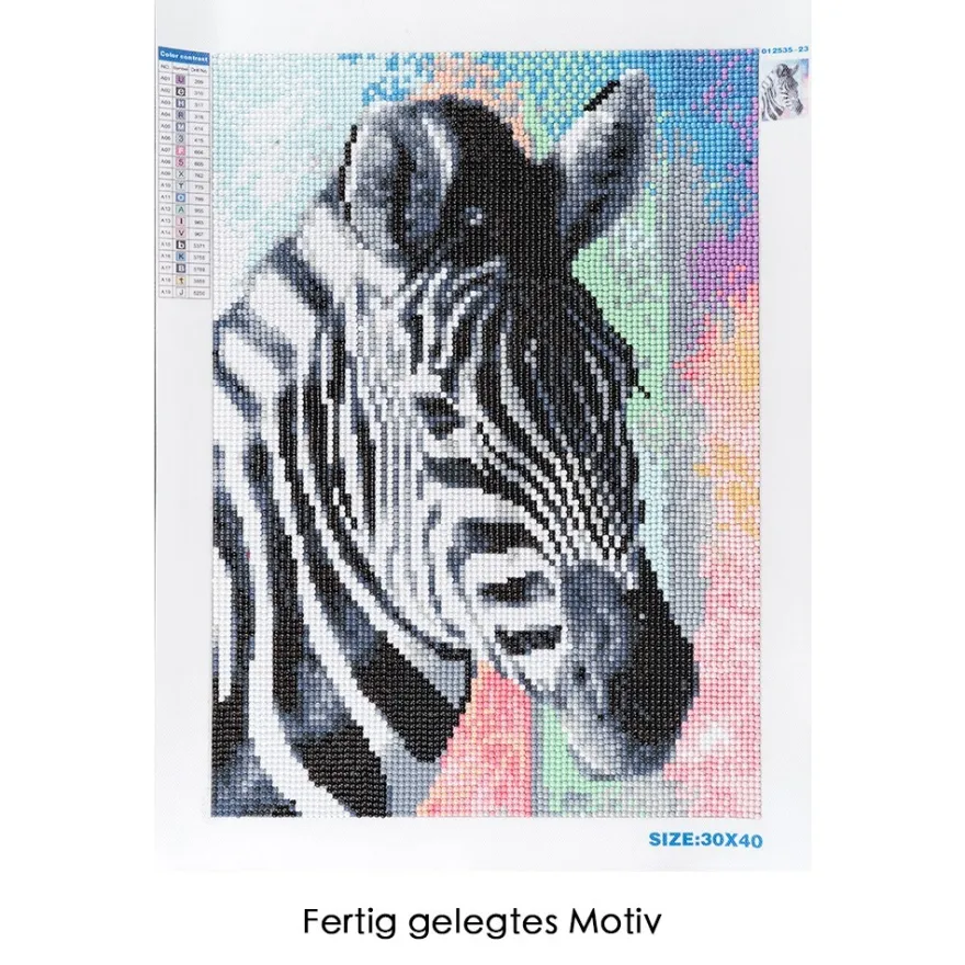Diamond-Painting-Bild, Zebra, 25cm x 35cm, inkl. Werkzeug
