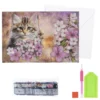 Diamond-Painting-Faltkarte zum Aufstellen, Katze mit Blumen 2, 370g/m², inkl. Umschlag & Werkzeug