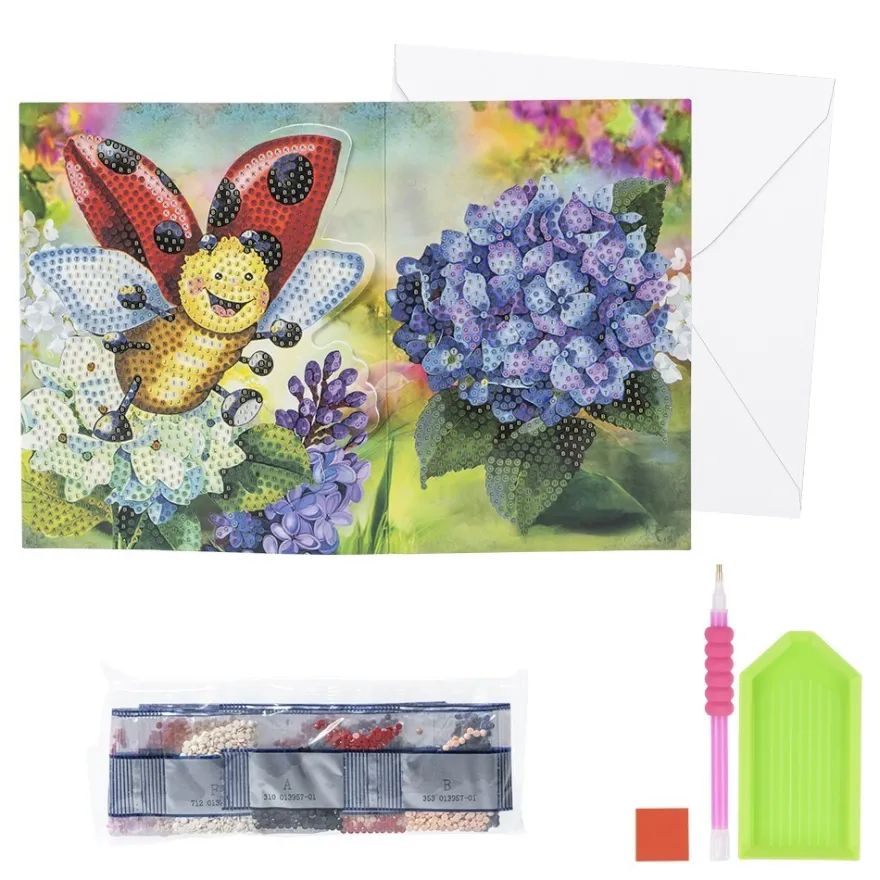 Diamond-Painting-Faltkarte zum Aufstellen, Lucky Lo, 370g/m², inkl. Umschlag & Werkzeug
