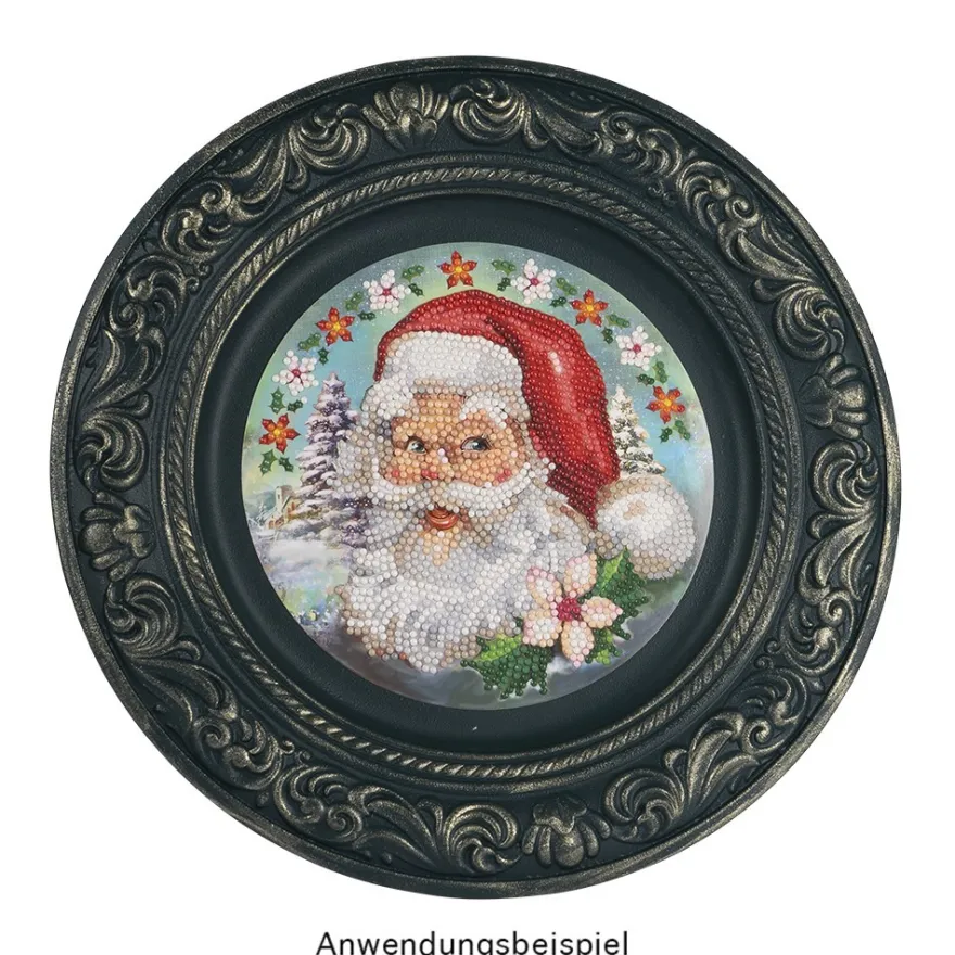 Diamond-Painting-Fensterbild, Weihnachtsmann, Ø18,3cm, inkl. Zubehör