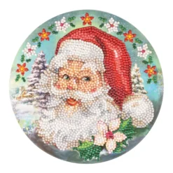 Diamond-Painting-Fensterbild, Weihnachtsmann, Ø18,3cm, inkl. Zubehör