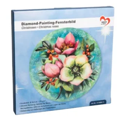 Diamond-Painting-Fensterbild, Christrosen, Ø18,3cm, inkl. Zubehör