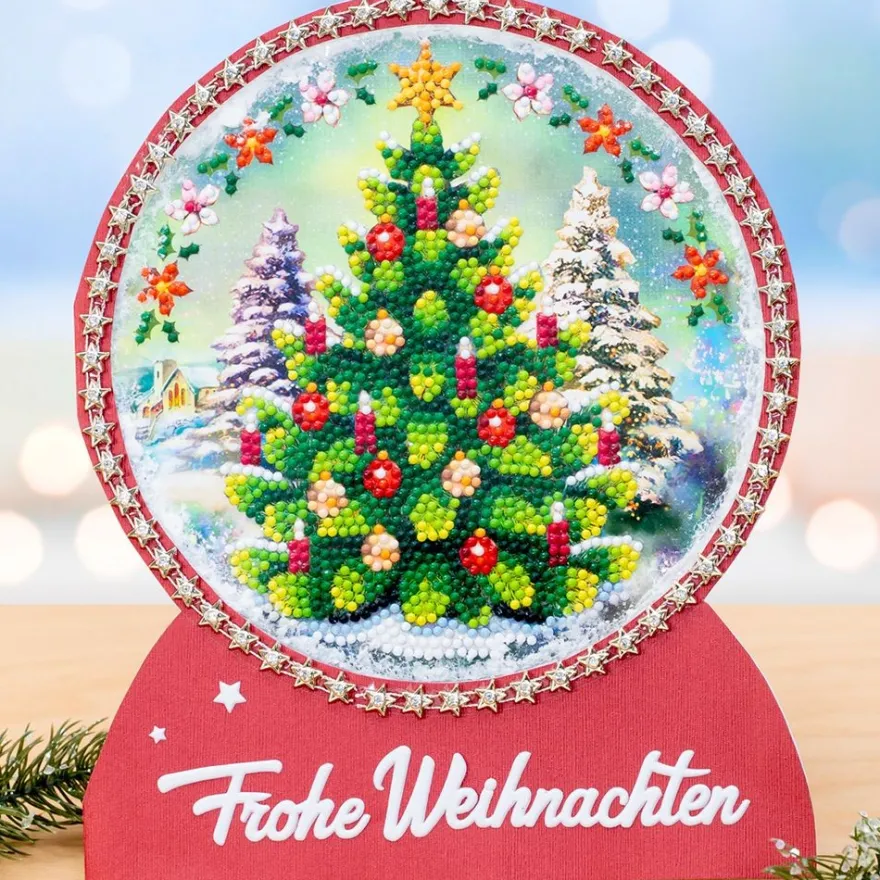Diamond-Painting-Fensterbild, Weihnachtsbaum, Ø18,3cm, inkl. Zubehör