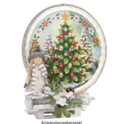 Diamond-Painting-Fensterbild, Weihnachtsbaum, Ø18,3cm, inkl. Zubehör