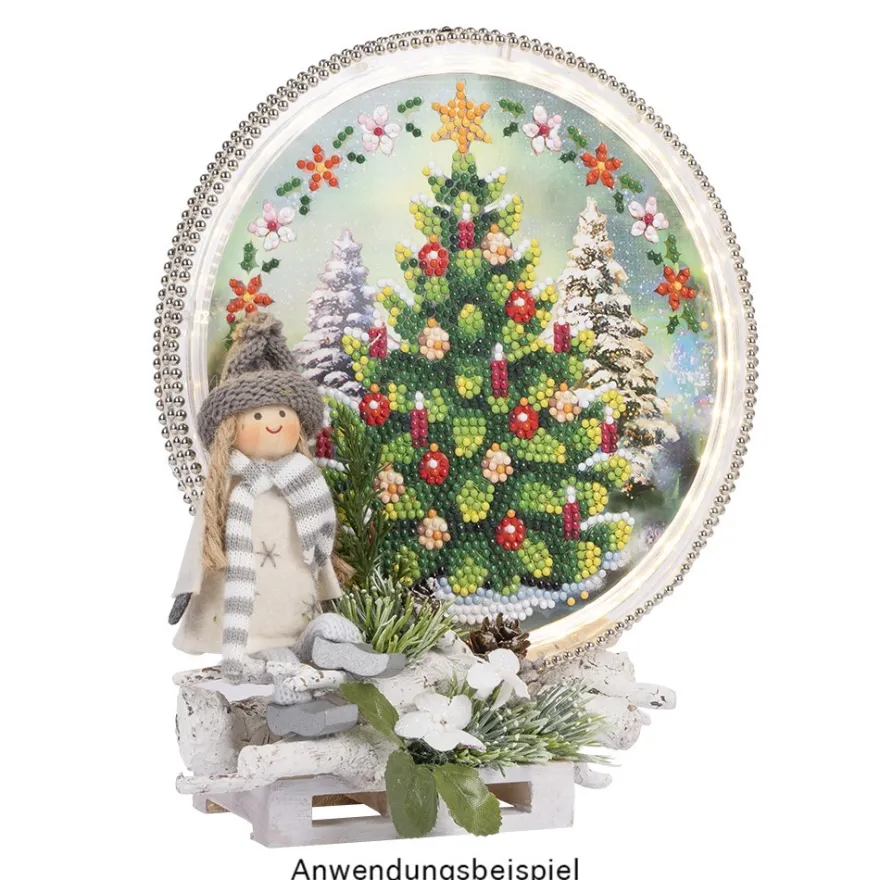 Diamond-Painting-Fensterbild, Weihnachtsbaum, Ø18,3cm, inkl. Zubehör