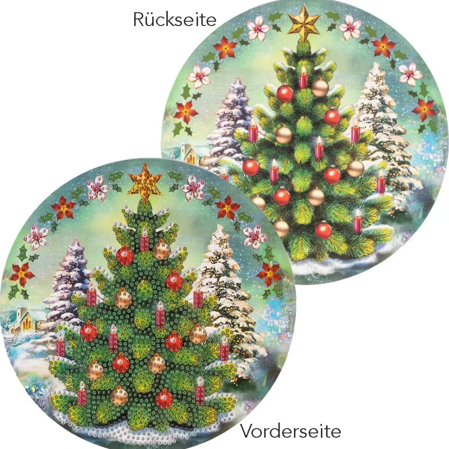 Diamond-Painting-Fensterbild, Weihnachtsbaum, Ø18,3cm, inkl. Zubehör