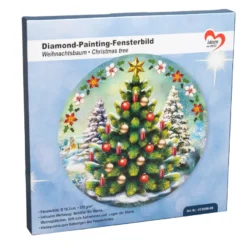 Diamond-Painting-Fensterbild, Weihnachtsbaum, Ø18,3cm, inkl. Zubehör
