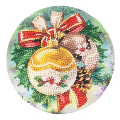 Diamond-Painting-Fensterbild, Weihnachtskugeln, Ø18,3cm, inkl. Zubehör