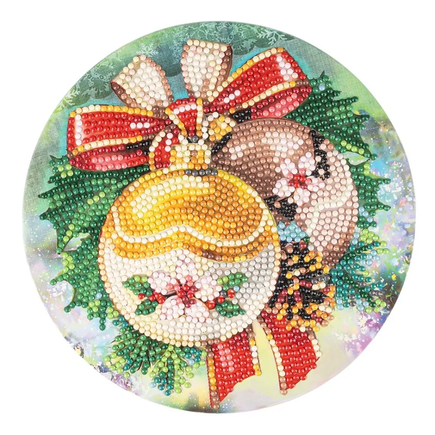 Diamond-Painting-Fensterbild, Weihnachtskugeln, Ø18,3cm, inkl. Zubehör
