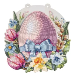Diamond-Painting-Fensterbild, Osterei mit Blumen, 20cm, doppelseitig