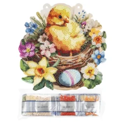 Diamond-Painting-Fensterbild, Küken im Nest, 20cm, doppelseitig