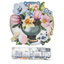 Diamond-Painting-Fensterbild, Blumen in Vase, 20,4cm, doppelseitig